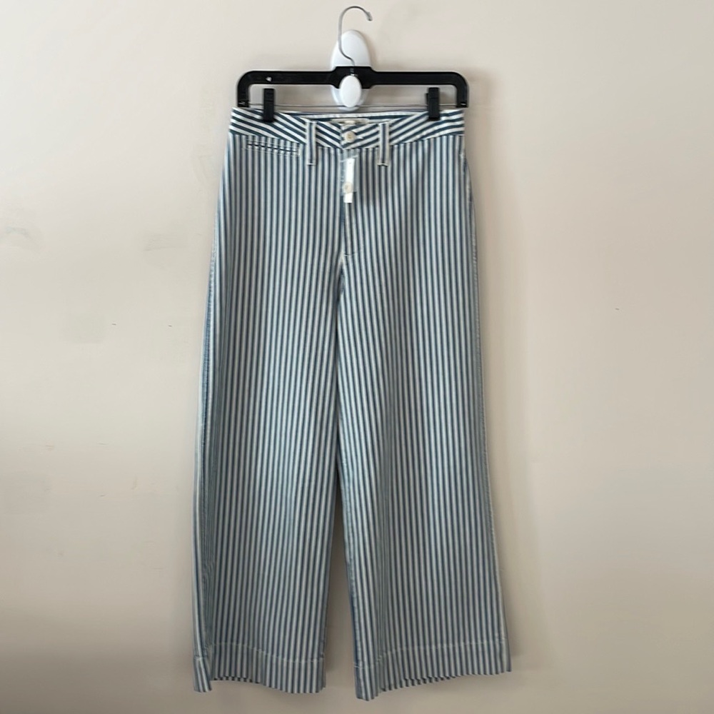 NWT Madewell Emmett Wide-Leg Crop Pants in Herringbone Railroad- Size 26